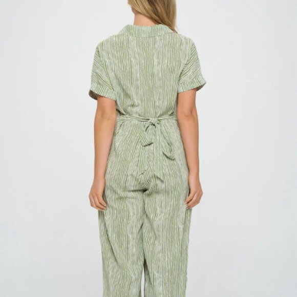 Parallel Lines Wide Leg Short Sleeve Jumpsuit - Picture 2 of 8